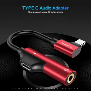 Free Shipping 1 Sample OK  Aluminum Alloy Tpe Wire Music And Charger Splitter Headphone 3.5mm Jack Usb Type C Audio Adapter
