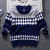 Free shipping latest fashion plaid knitted pattern pullover cotton baby boys sweater design