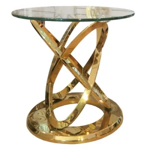 Furniture Elegant Stainless Steel Frame Modern Glass Tea Table Set