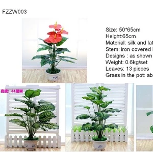 fzzw003 Factory wholesale simulation rush bonsai bulrush mini reed artificial succulent plants with pot