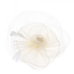 Gauze flower feather stage hat bridal wedding dress hats fascinator hair accessories bridal