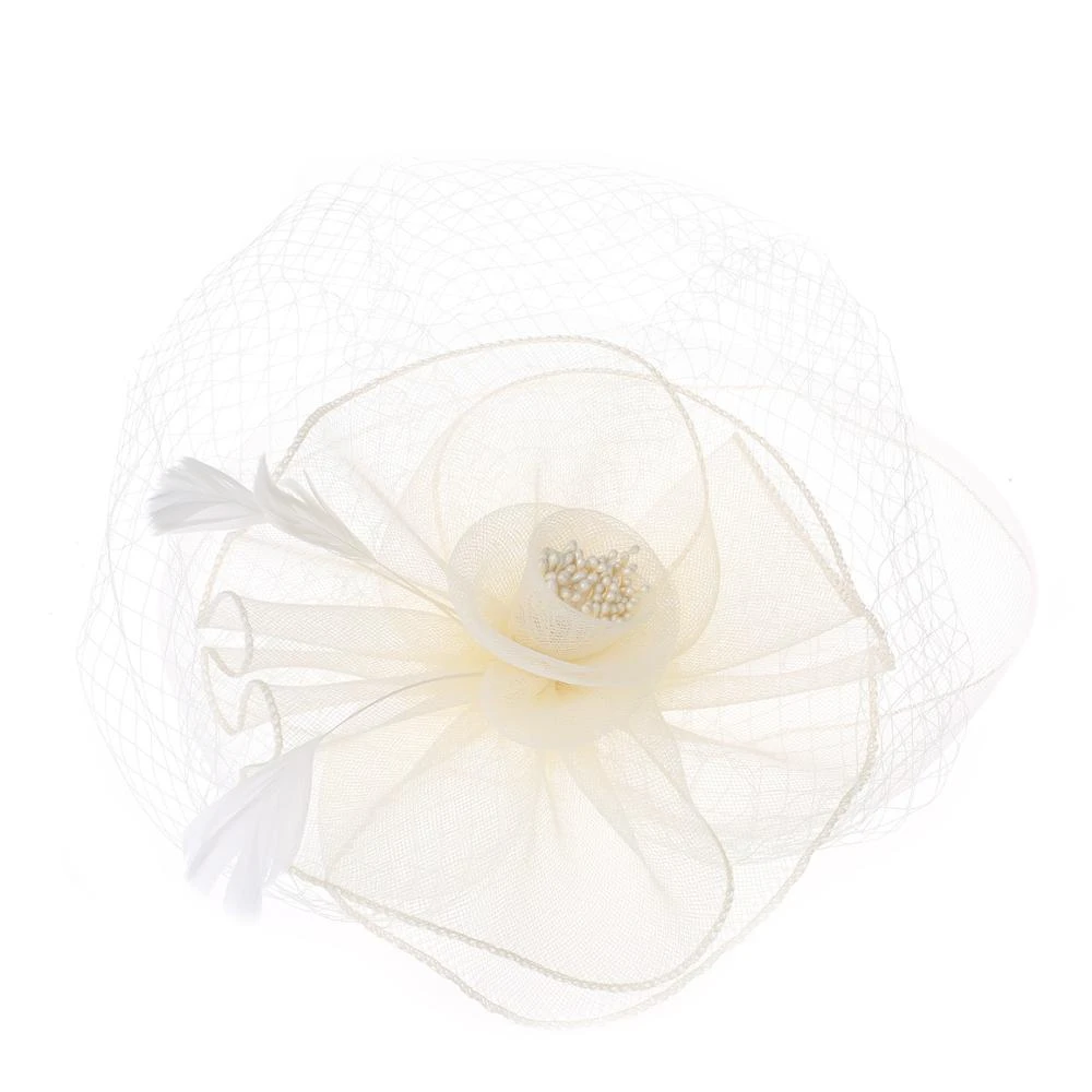 Gauze flower feather stage hat bridal wedding dress hats fascinator hair accessories bridal