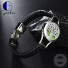 Gentdes Jewelry Custom Stainless Steel Men&#39;s Real Leather Bracelet Metal Beads