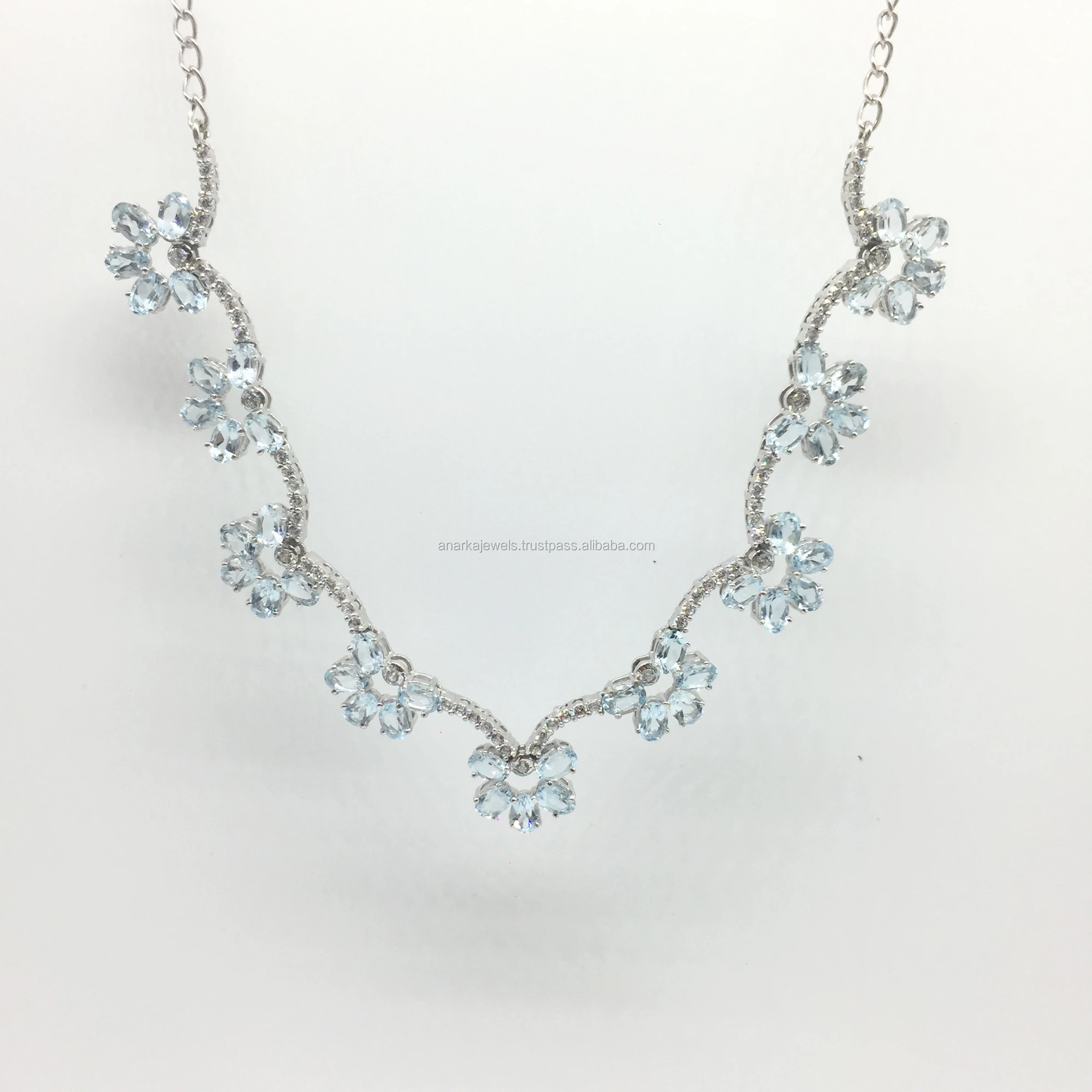 Genuine Sky Blue Topaz Gemstone Sterling 925 Silver Necklace Drop Earrings Silver Women Jewelry
