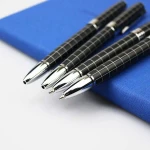 Gift promotion black plaid custom logo roller metal ballpoint pen