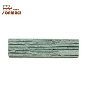 Green color natural slate for wall cladding