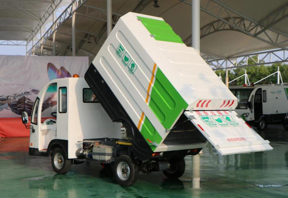 Green Energy 2 Seats Electric Garbage Transport Truck with Dump Truck and Self Lift