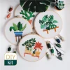 Green Plants, DIY Embroidery Kits, Needlework Cross Stitch, Handmade Sewing Craft Wall Paintings Art Home Decoration