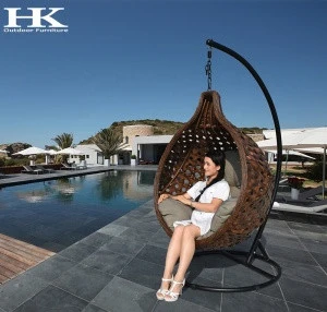 Guangdong factory Metal Adult Bamboo Rattan Wicker Outdoor Balcony Egg Hanging  Patio Swing Chair