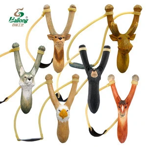 Hand carved kids outdoor shooting wooden pirate toy slingshot