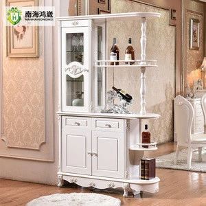 Hand Painted White Decorative Living Room Furniture Partition Display Cabinet