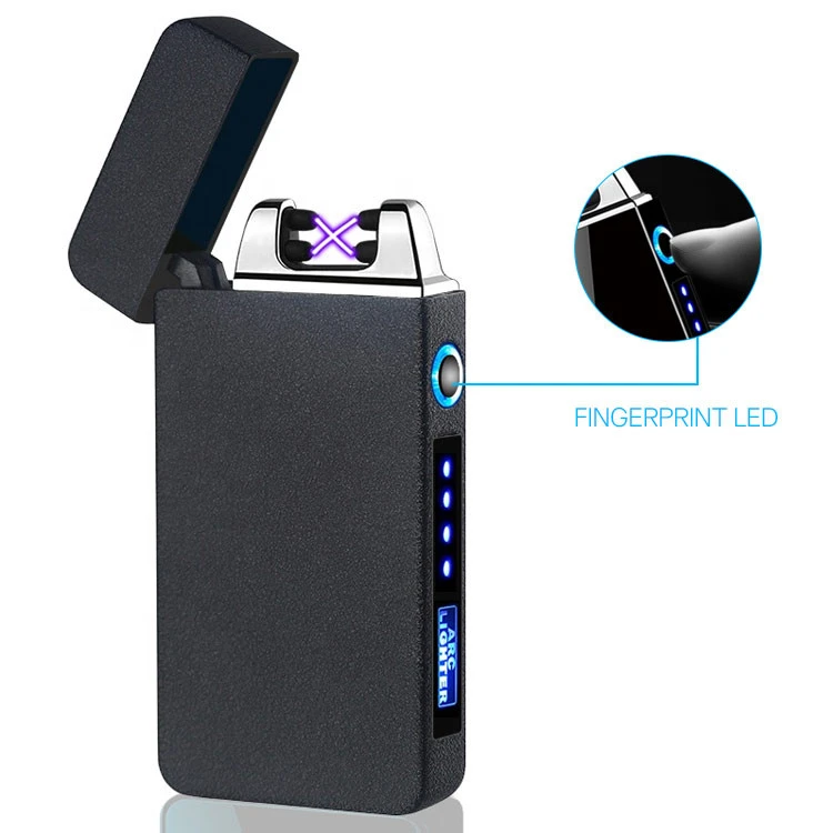 HB190 Custom Logo Electric Double Arc Plasma Lighter USB Rechargeable Cigarette Lighter with LED Battery Indicator