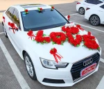 Heart-shaped disk artificial rose flower wedding car decoration