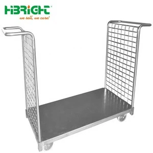 Heavy duty warehouse logistic turnover double handle platform trolley