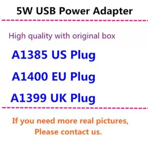 High quality 5W/12W US/EU/UK/AU Plug USB AC Power Adapter Mobile Phone PAD Tablet Universal AC Wall Charger A1385/1400 With Box