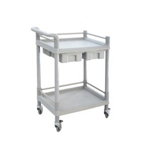 HIgh quality ABS Material 2 layers hospital trolley hospital cleaning with detachable double bucket