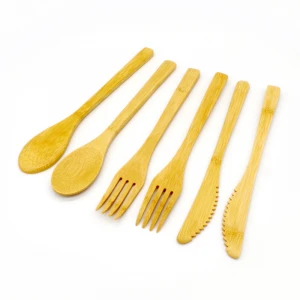 High quality bio bamboo spoon knife fork set reusable bamboo cutlery