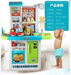 High quality plastic children pretend play kitchen set kids toy with touch screen