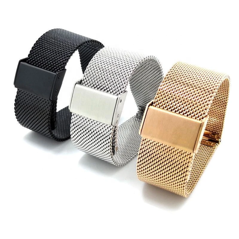 High-quality quick-release custom adjustable milanese mesh stainless steel smart watch bracelet strap 16 18 20 22 24mm wholesale