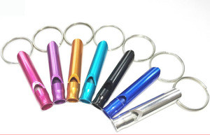 Hiking Camping Outdoor Aluminum Emergency Survival Whistle  Keychain