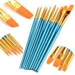 Hot Sale Art Supplies 10pcs Set Blue Pole Nylon Wool Gouache Watercolor Painting Pen Set