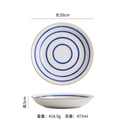 Hot sale ceramic plates dishes dinnerware  popular handpainted rice dessert plate Japanese style square home plate