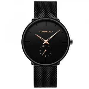 Hot Sale CRRJU 2150 Luxury Top Quality Men Wristwatches Minimalist Mesh Stainless Steel Watches