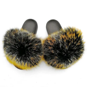 Hot sale fur slippers fox fur slippers and fur slippers