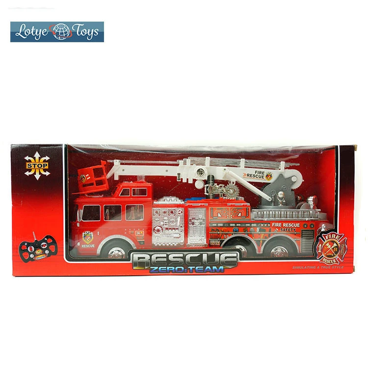 Hot sale kids radio control toy 4ch fire fighting truck rc car with light and music