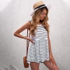 Hot Sale Ladies Workout Sleeveless Top Lace Trim Striped Tank Tops Fashionable Summer Woman Tops