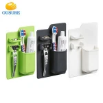 Hot Sale Toothpaste Razor Holder Bathroom Organizer Storage Bathroom Wall Mounted silicone toothbrush holder