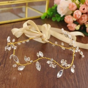 Hot Sale Wedding Bridal Hair Accessories,wholesale Gold Metal Bridal Headband with Crystal