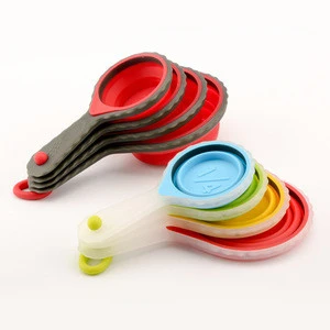 Hot selling 2016 amazon measuring tools 4 in 1 silicone measuring spoon set 60ml 80ml 125 ml 250ml