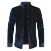 Hot Selling Autumn and winter Warm new  mens long-sleeved stand collar gold velvet fashion warm shirt