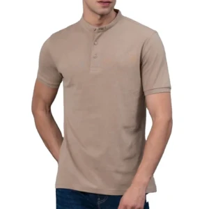 Hot Selling Deign 100% Cotton Band Collar Polo Shirt With Custom Logo From Bangladesh