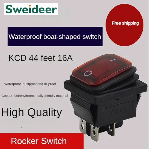 Hot Selling Waterproof RL2 KCD4 2 Position Red Green 4 Pin ON-OFF Light Toggle Switch Rocker Switch for Mechanical Equipment