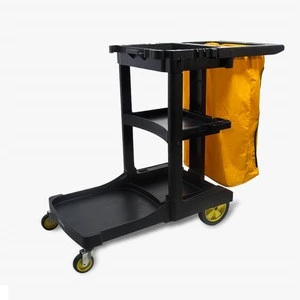 hotel canteen supermarket Plastic cleaning trolley with Cleanser multifunction industrial heavy duty service cart