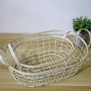 Household Stackable Portable Metal Wire Woven Storage Basket for Kitchen Bedroom Bathroom