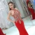 Import Indian Halter Neck Beading Lace Sleeveless Red Chiffon Sequins Prom Dresses Cheap from China