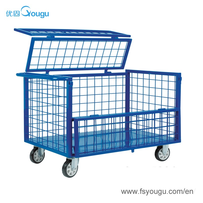 Industrial transport folded trolley hand trolley roll cage factory heavy duty trolley wire roll cage warehouse roll cages