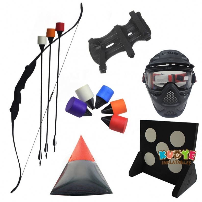 Inflatable Archery Tag Shooting Game Equipment Foam Tip Bow Arrows Set, Paintball Mask, Bow And Arrow