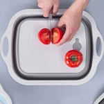 innovative multi functional collapsible chopping board detachable folding drain basket sink cutting  board kitchen tools