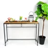 IVYDECO Contemporary Industrial Detachable Rectangle Wood Tray Top Metal Leg Console Table