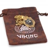 Jewelrox Viking Jewelry Nordic Odin Wolf Head Shield Amulet Gold Plated Stainless Steel Necklace