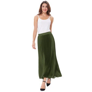 Kate Kasin Womens Retro Vintage Army Green Summer Pleated Maxi Long Skirt 40" KK000614-4