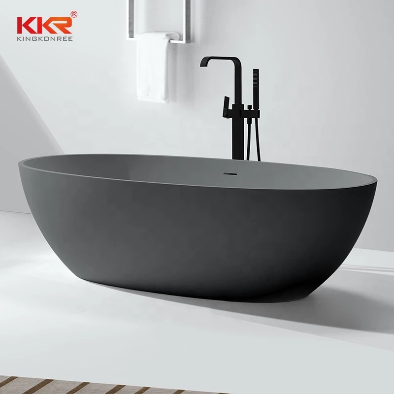 Kingkonree acrylic solid surface faux stone new bathtub model bath tub freestanding bathtub