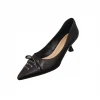 Kitten low heel pump ladies leather shoes office heels women shoes pointed toes black female shoes heels