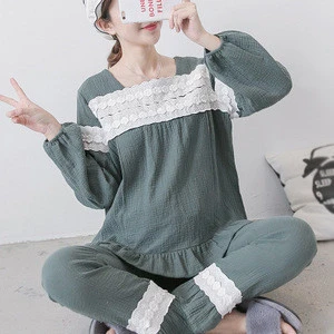 Lace long sleeve maternal clothes 2018 photography pajamas for expectant mothers china sleepwear women supplier