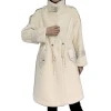 Lady Luxury Custom Fashion Winter Warmer Long Stand Collar Real Mink Fur Coat Jacket With Belt