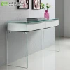 Latest Design Modern Style living room glass console table with wooden drawers